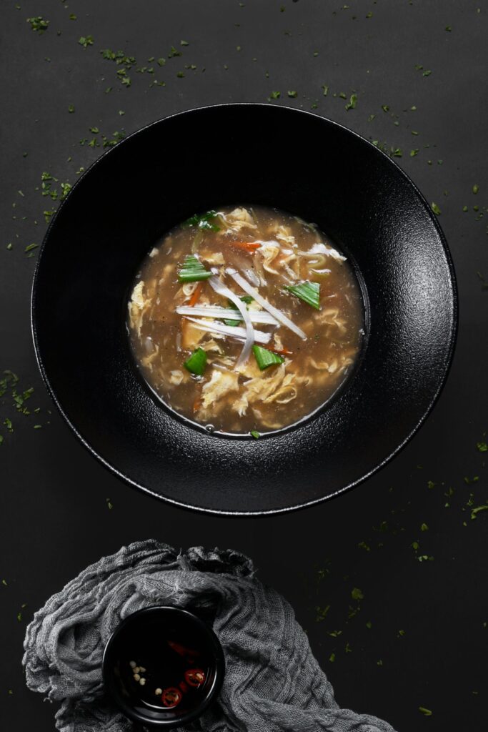 Egg flower soup, traditionally thickened with cornstarch, can easily attain the same consistency with psyllium husk.
