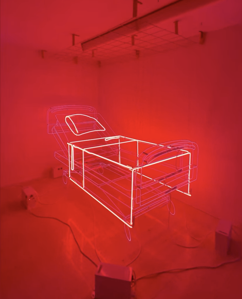 Neon bed by David Otis Johnson for the Hospital of Emotions